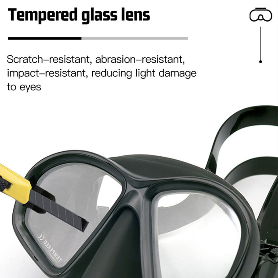 Adults Tempered Glass Freediving Mask Snorkeling Set Foldable snorkel J-type Diving Mask diving equitmen